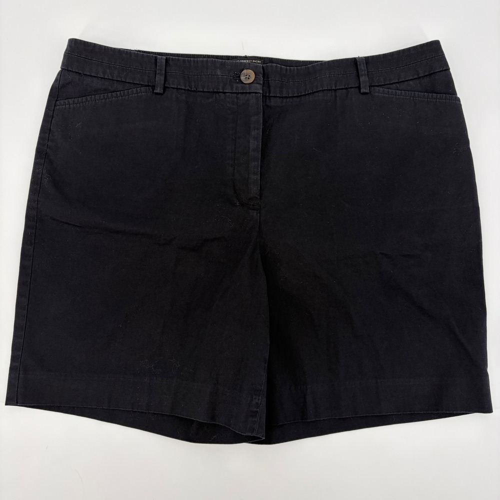 Talbots The Perfect Short Women 14 Black Cotton Blend Chino Preppy Classic